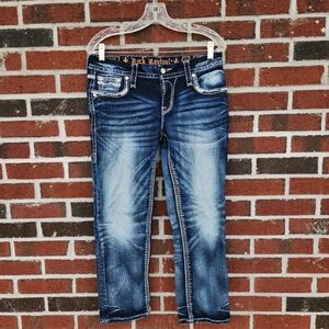 Rock Revival Women's Dark Blue Easy Capri Jeans